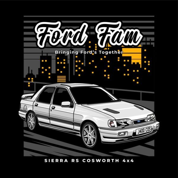 Ford Fam Silver Sierra RS Cosworth Vector Design Black 1500