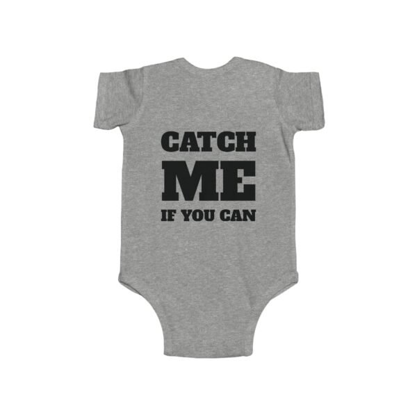 Bodysuit - Ford Fam Text Logo on Front and 'Catch Me If You Can' on Rear Funny for Babies - Image 4