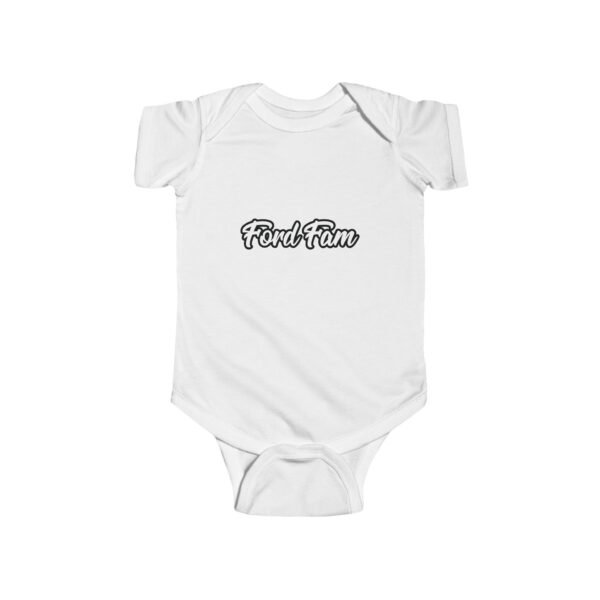 Bodysuit - Ford Fam Text Logo on Front and 'Catch Me If You Can' on Rear Funny for Babies - Image 2