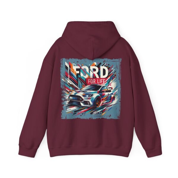 Hooded Sweatshirt Graphic Abstract Ford Focus RS 'Ford For Life' Slogan - Image 20