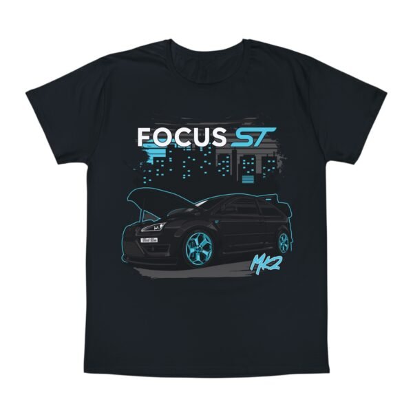 Iconic T-Shirt - Black and Teal Ford Focus ST MK2 Design - Image 21