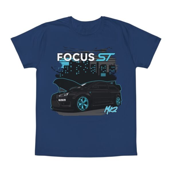 Iconic T-Shirt - Black and Teal Ford Focus ST MK2 Design - Image 17