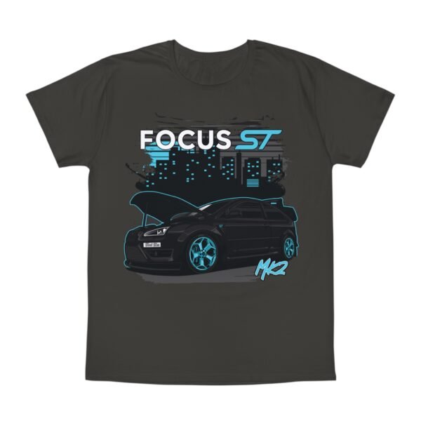 Iconic T-Shirt - Black and Teal Ford Focus ST MK2 Design - Image 13