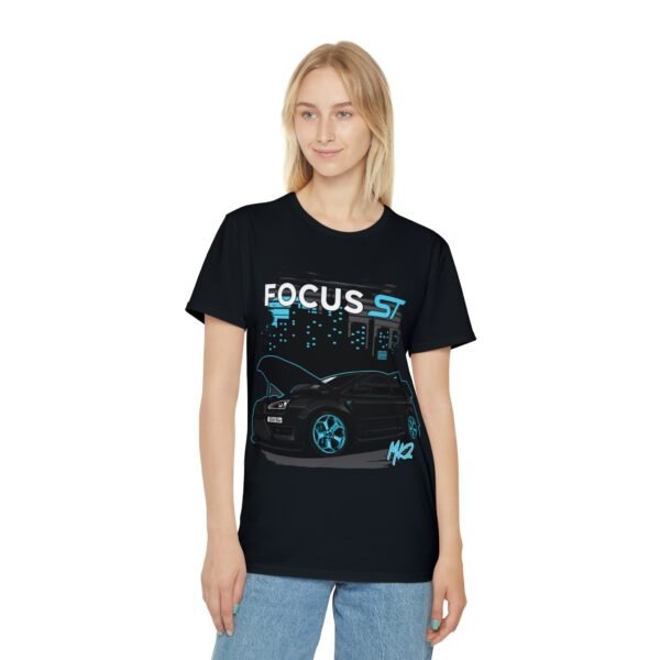 Iconic T-Shirt - Black and Teal Ford Focus ST MK2 Design - Image 23